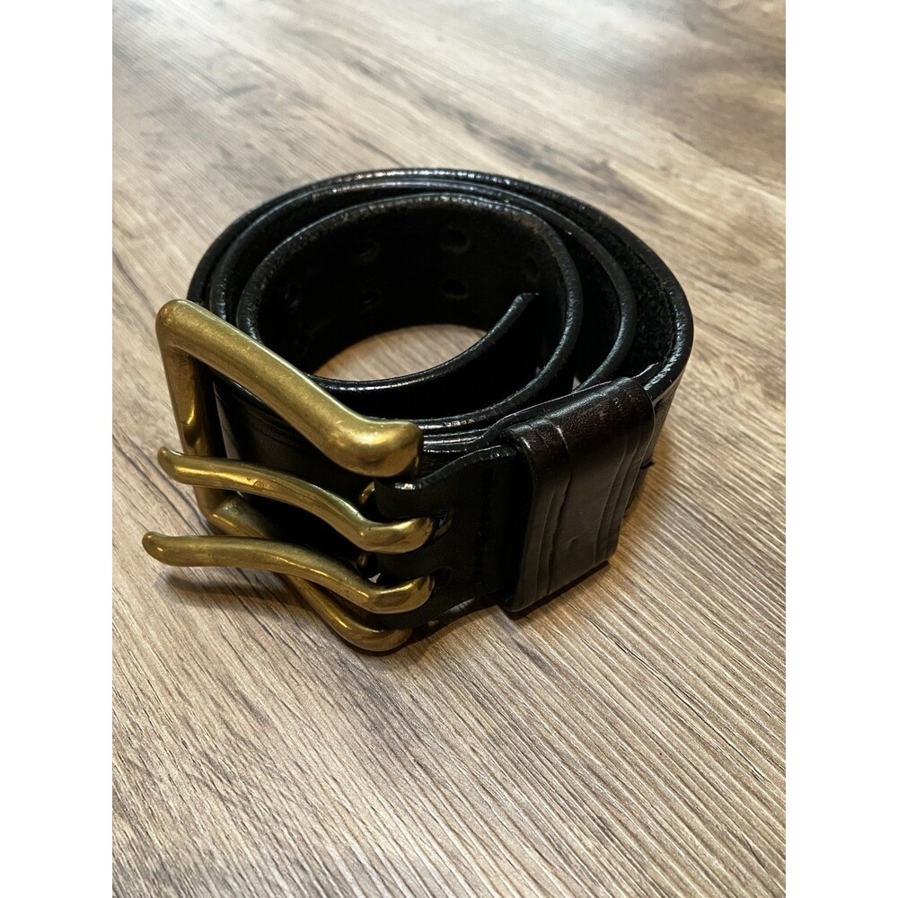 Honest Black Genuine Leather Belt Solid Brass 1.5 in Wide , Fits 29-33inch